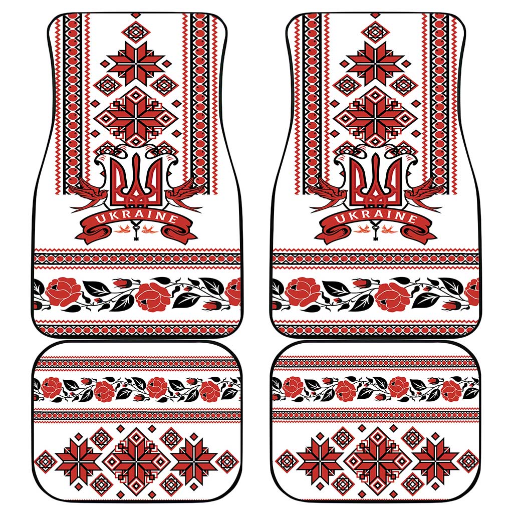 Ukraine Unity Day Car Mats The Trident With Folk Pattern - Wonder Print Shop