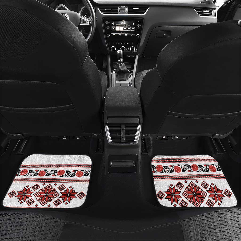 Ukraine Unity Day Car Mats The Trident With Folk Pattern - Wonder Print Shop