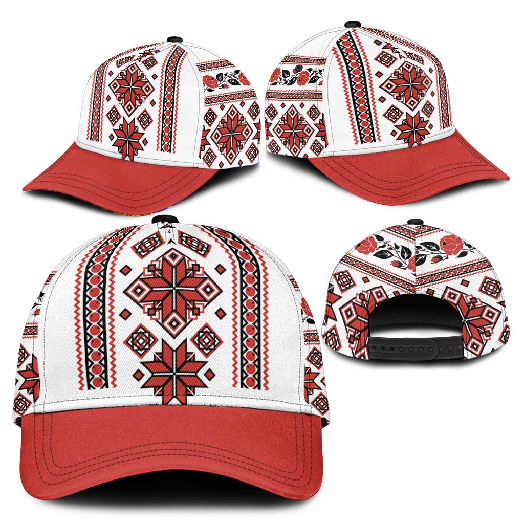 Ukraine Unity Day Classic Cap The Trident With Folk Pattern - Wonder Print Shop