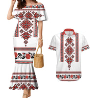Ukraine Unity Day Couples Matching Mermaid Dress and Hawaiian Shirt The Trident With Folk Pattern - Wonder Print Shop