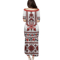 Ukraine Unity Day Family Matching Puletasi and Hawaiian Shirt The Trident With Folk Pattern - Wonder Print Shop