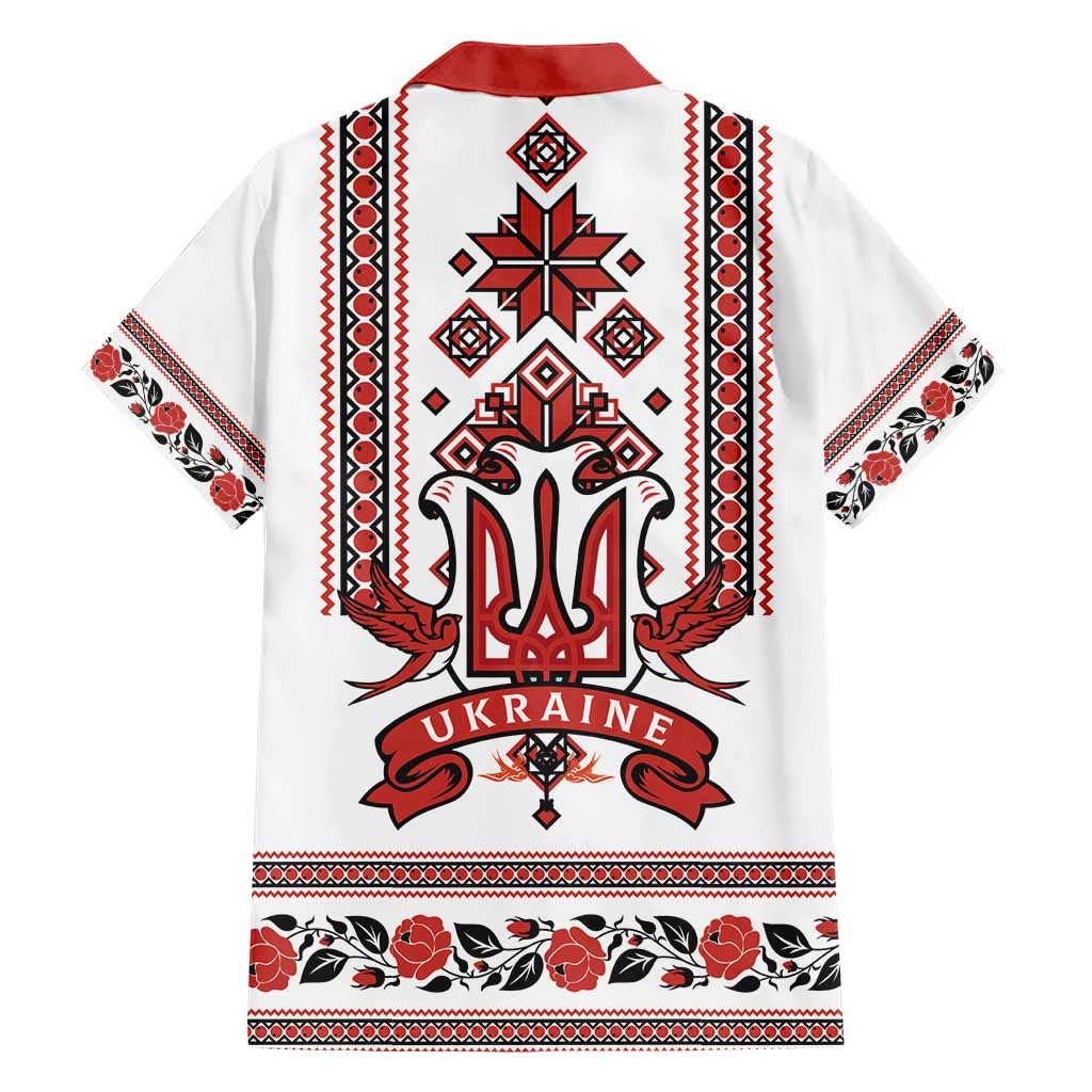 Ukraine Unity Day Family Matching Short Sleeve Bodycon Dress and Hawaiian Shirt The Trident With Folk Pattern - Wonder Print Shop