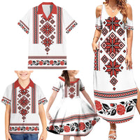 Ukraine Unity Day Family Matching Summer Maxi Dress and Hawaiian Shirt The Trident With Folk Pattern - Wonder Print Shop