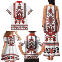 Ukraine Unity Day Family Matching Tank Maxi Dress and Hawaiian Shirt The Trident With Folk Pattern - Wonder Print Shop