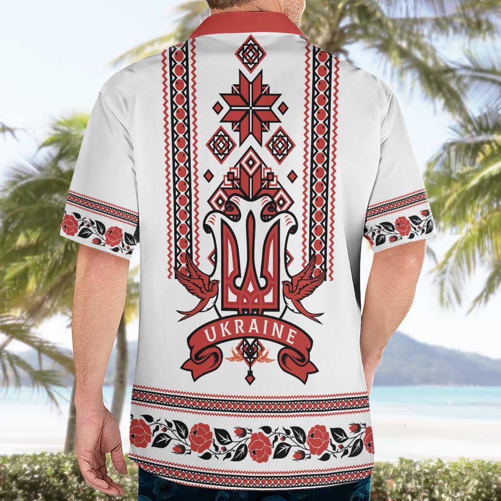Ukraine Unity Day Hawaiian Shirt The Trident With Folk Pattern - Wonder Print Shop