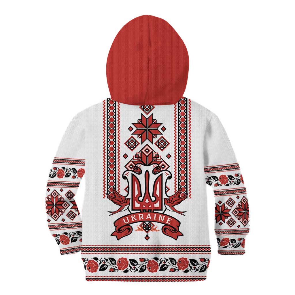 Ukraine Unity Day Kid Hoodie The Trident With Folk Pattern - Wonder Print Shop