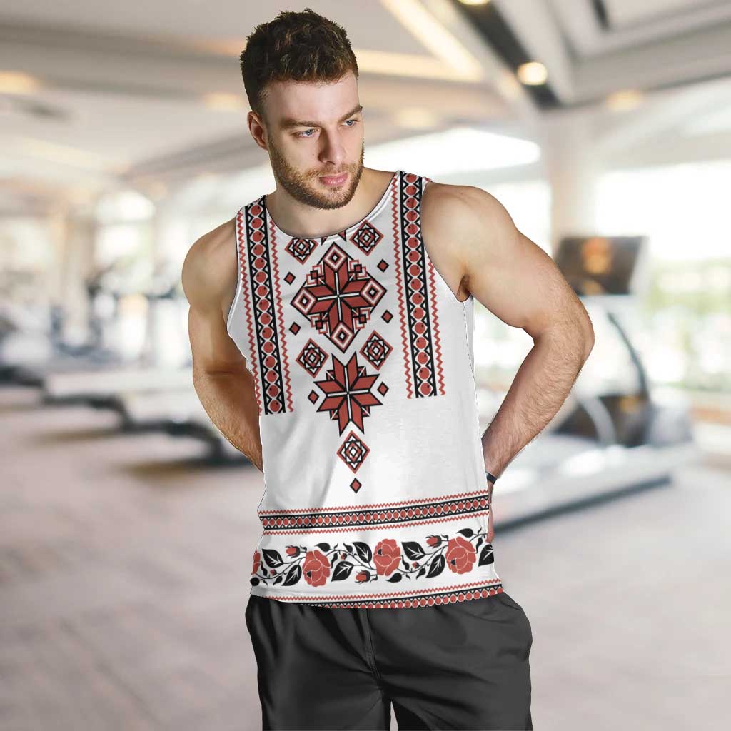 Ukraine Unity Day Men Tank Top The Trident With Folk Pattern - Wonder Print Shop