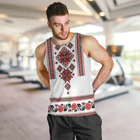 Ukraine Unity Day Men Tank Top The Trident With Folk Pattern - Wonder Print Shop