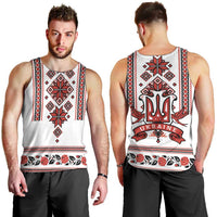 Ukraine Unity Day Men Tank Top The Trident With Folk Pattern - Wonder Print Shop
