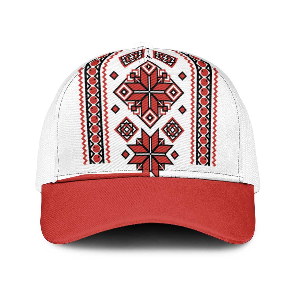 Ukraine Unity Day Mesh Trucker Cap The Trident With Folk Pattern - Wonder Print Shop