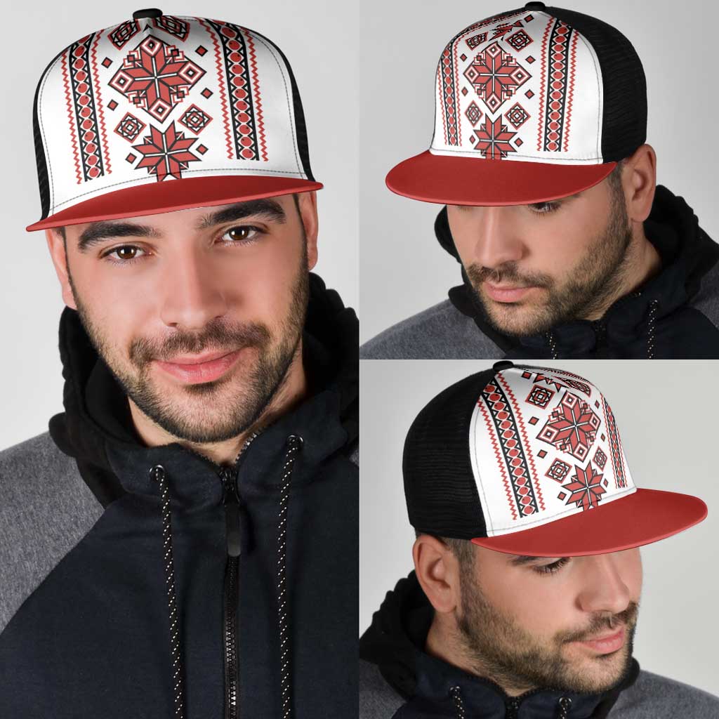 Ukraine Unity Day Mesh Trucker Cap The Trident With Folk Pattern - Wonder Print Shop