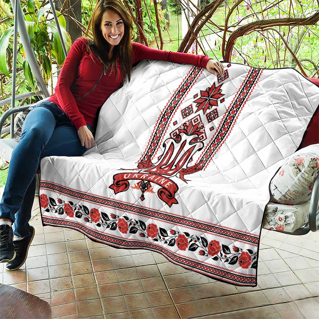 Ukraine Unity Day Quilt The Trident With Folk Pattern - Wonder Print Shop