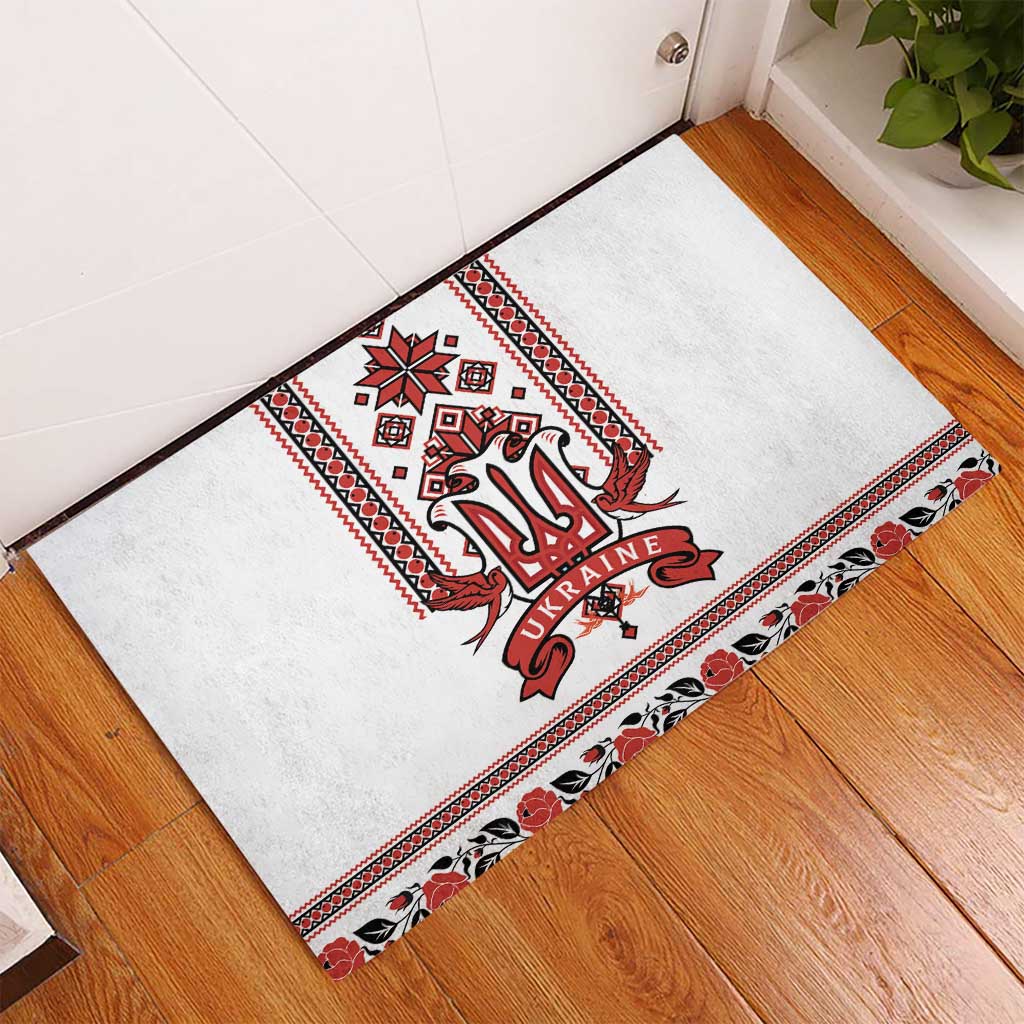 Ukraine Unity Day Rubber Doormat The Trident With Folk Pattern - Wonder Print Shop