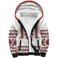 Ukraine Unity Day Sherpa Hoodie The Trident With Folk Pattern - Wonder Print Shop