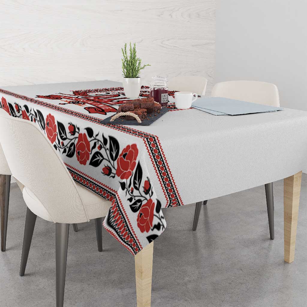 Ukraine Unity Day Tablecloth The Trident With Folk Pattern - Wonder Print Shop
