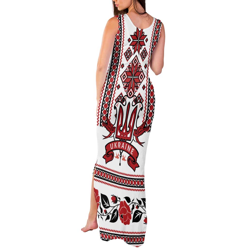 Ukraine Unity Day Tank Maxi Dress The Trident With Folk Pattern - Wonder Print Shop