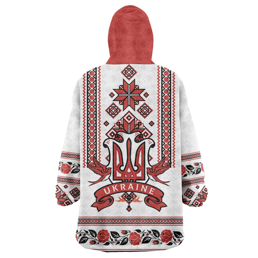 Ukraine Unity Day Wearable Blanket Hoodie The Trident With Folk Pattern - Wonder Print Shop