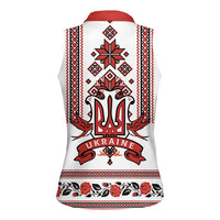 Ukraine Unity Day Women Sleeveless Polo Shirt The Trident With Folk Pattern - Wonder Print Shop