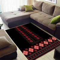 Red Ukraine Folk Patterns Area Rug - Wonder Print Shop