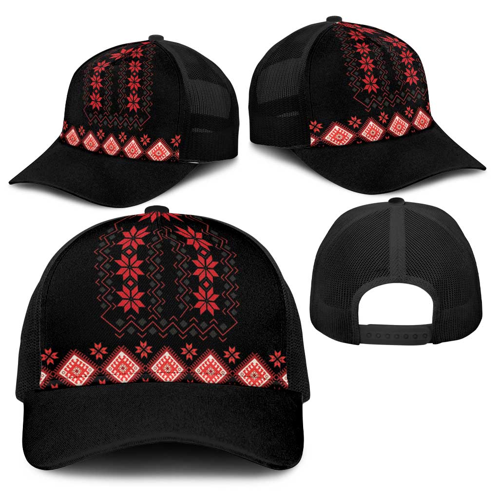 Red Ukraine Folk Patterns Baseball Net Cap