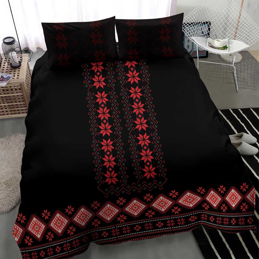 Red Ukraine Folk Patterns Bedding Set - Wonder Print Shop