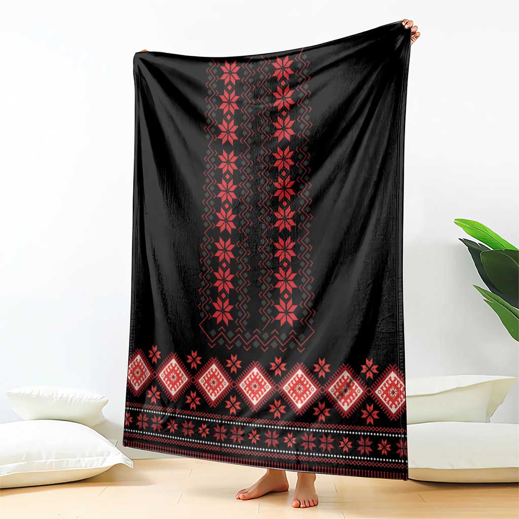 Red Ukraine Folk Patterns Blanket