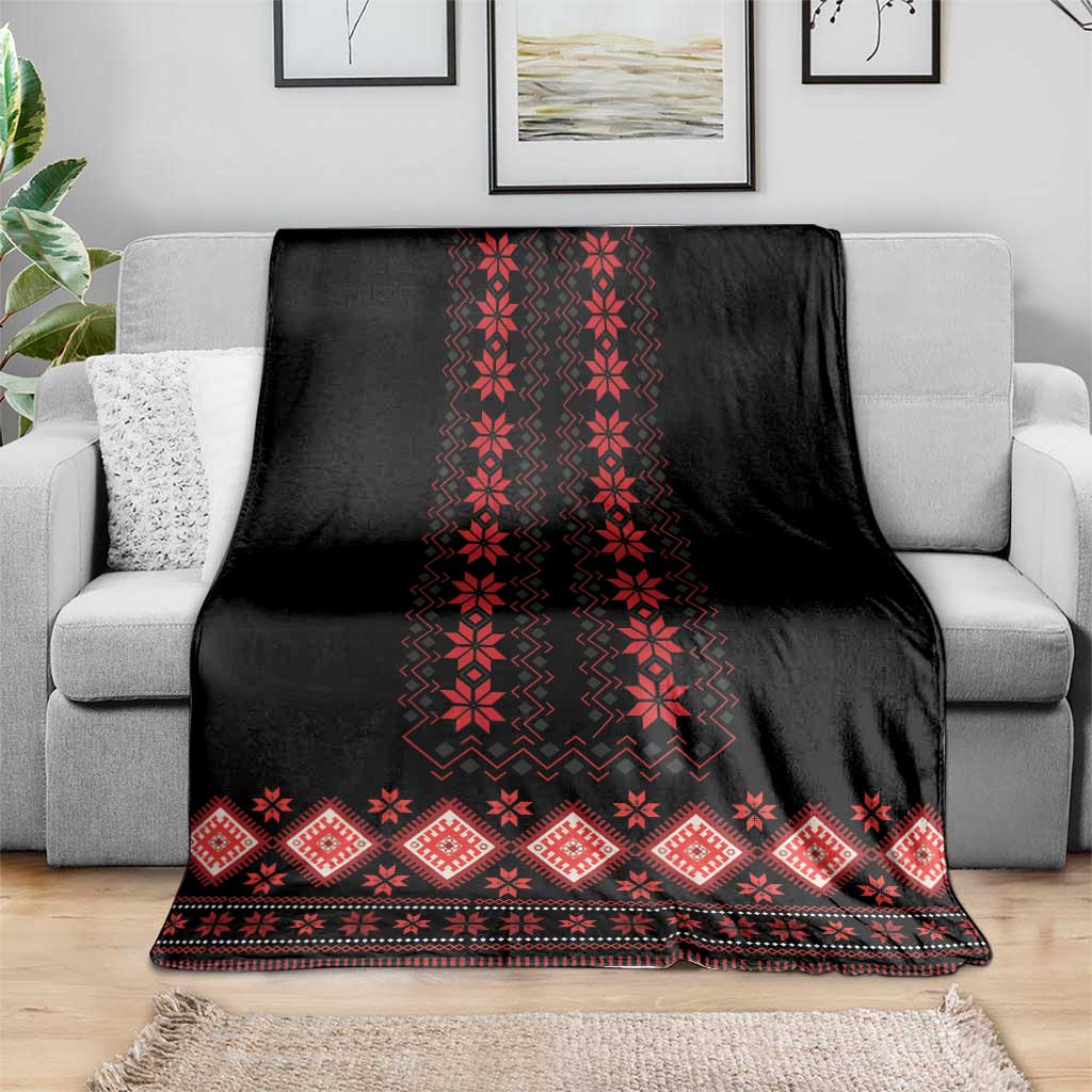 Red Ukraine Folk Patterns Blanket
