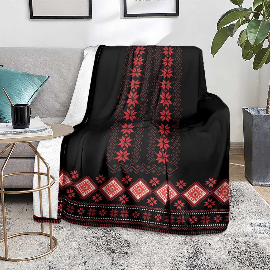 Red Ukraine Folk Patterns Blanket
