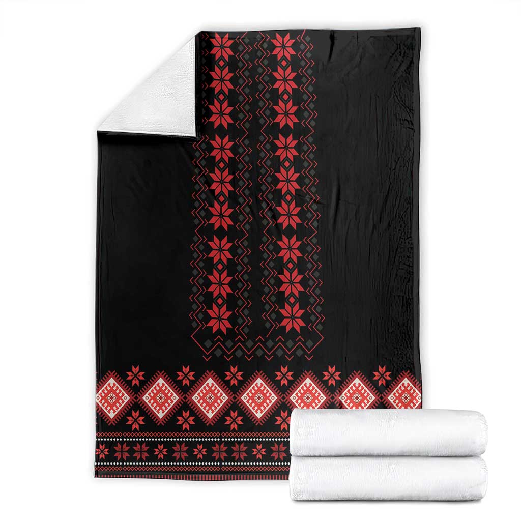 Red Ukraine Folk Patterns Blanket