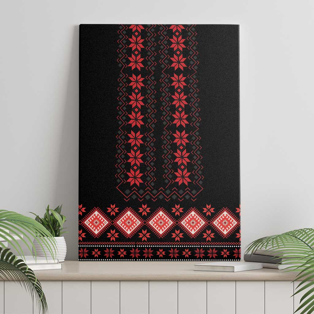 Red Ukraine Folk Patterns Canvas Wall Art - Wonder Print Shop
