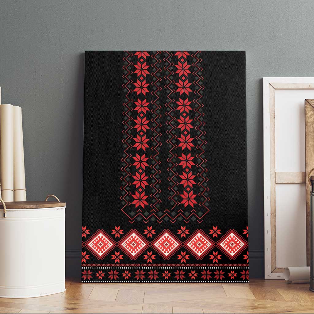 Red Ukraine Folk Patterns Canvas Wall Art - Wonder Print Shop