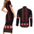 Red Ukraine Folk Patterns Couples Matching Short Sleeve Bodycon Dress and Long Sleeve Button Shirt - Wonder Print Shop