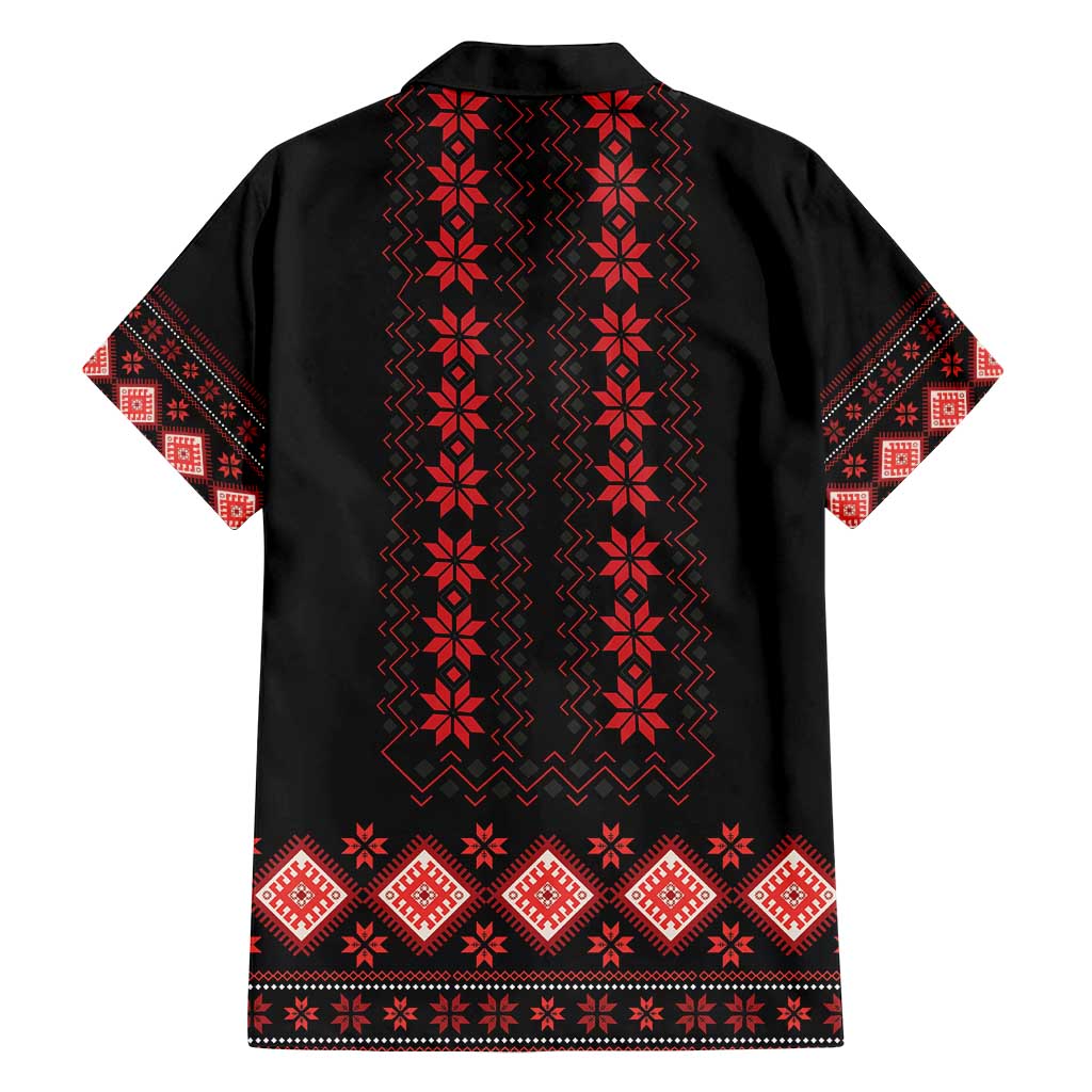 Red Ukraine Folk Patterns Family Matching Long Sleeve Bodycon Dress and Hawaiian Shirt - Wonder Print Shop