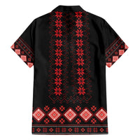 Red Ukraine Folk Patterns Family Matching Off The Shoulder Long Sleeve Dress and Hawaiian Shirt - Wonder Print Shop