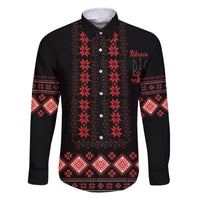 Red Ukraine Folk Patterns Family Matching Off The Shoulder Long Sleeve Dress and Hawaiian Shirt - Wonder Print Shop