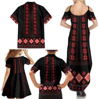 Red Ukraine Folk Patterns Family Matching Summer Maxi Dress and Hawaiian Shirt - Wonder Print Shop