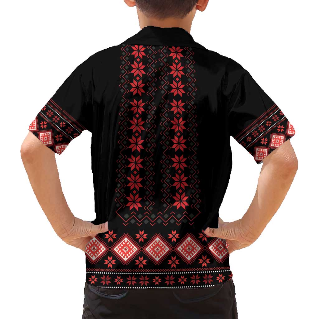 Red Ukraine Folk Patterns Family Matching Tank Maxi Dress and Hawaiian Shirt - Wonder Print Shop