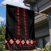 Red Ukraine Folk Patterns Garden Flag - Wonder Print Shop
