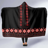 Red Ukraine Folk Patterns Hooded Blanket