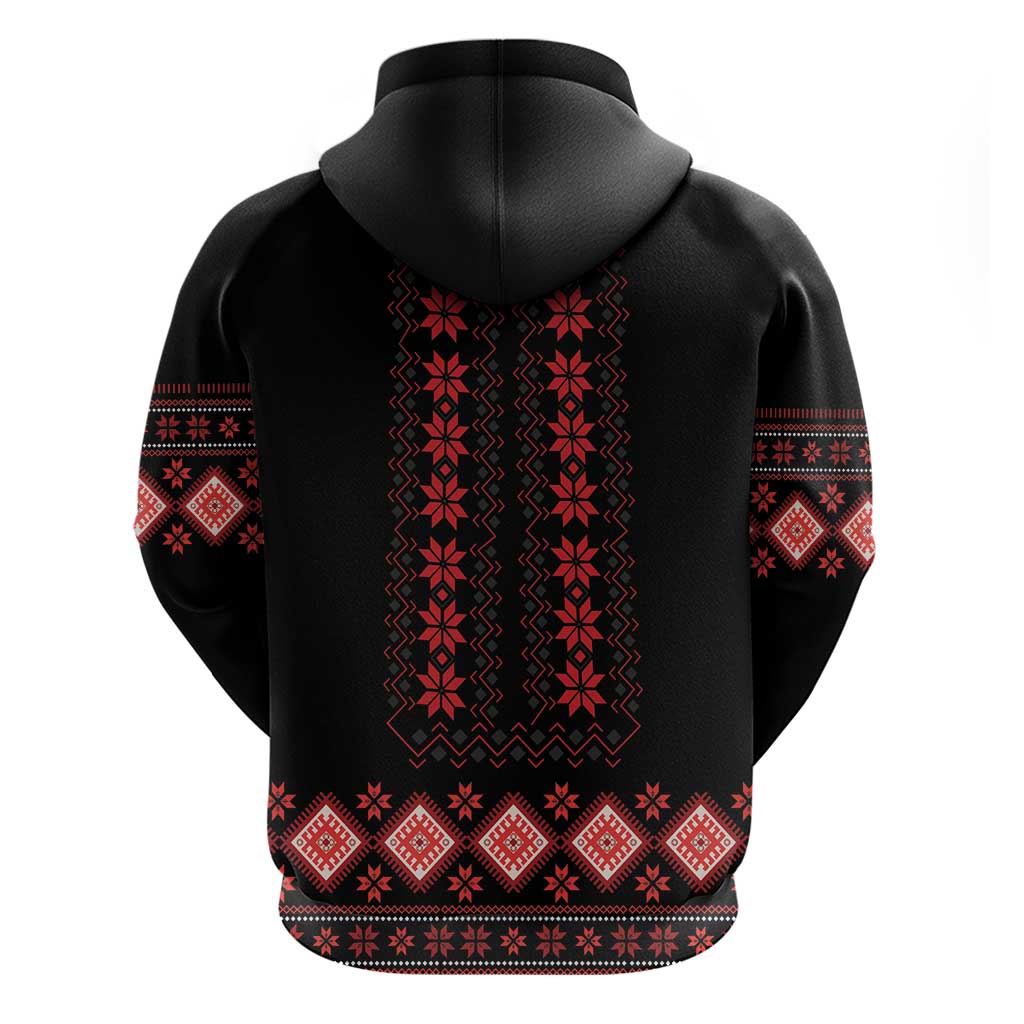 Red Ukraine Folk Patterns Hoodie - Wonder Print Shop