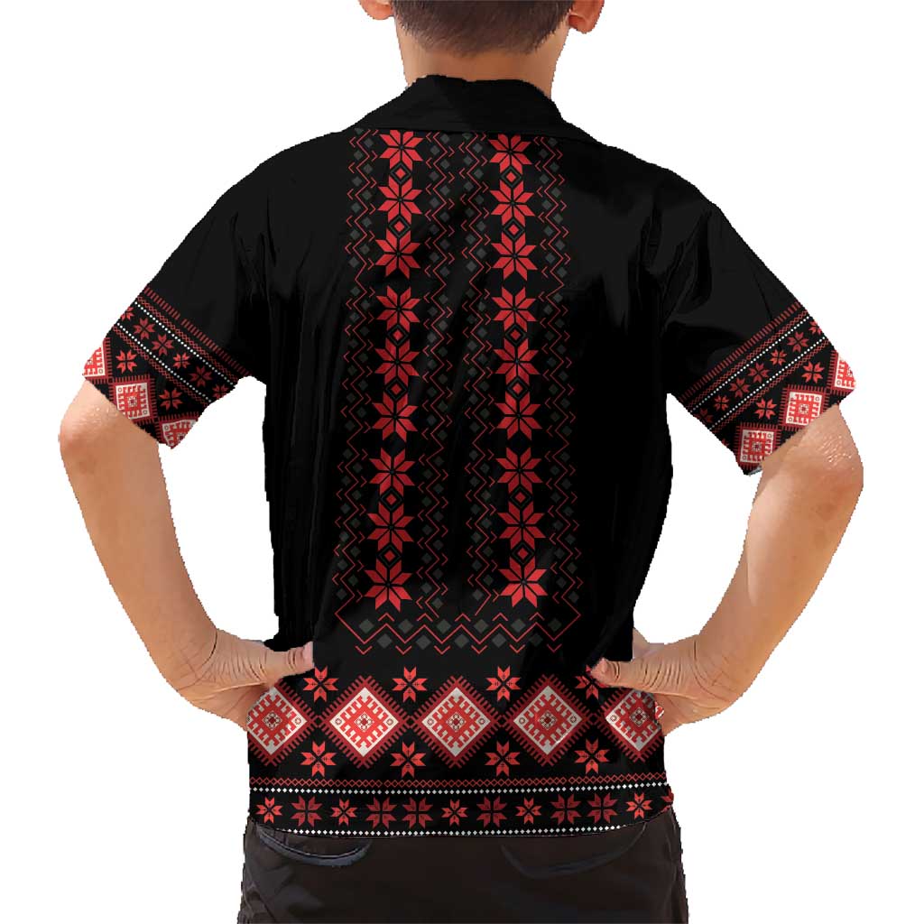 Red Ukraine Folk Patterns Kid Hawaiian Shirt - Wonder Print Shop