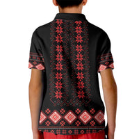 Red Ukraine Folk Patterns Kid Polo Shirt - Wonder Print Shop