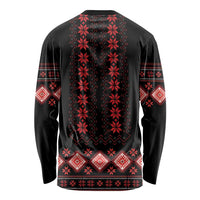 Red Ukraine Folk Patterns Long Sleeve Shirt - Wonder Print Shop