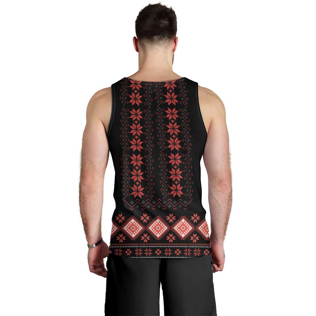 Red Ukraine Folk Patterns Men Tank Top - Wonder Print Shop