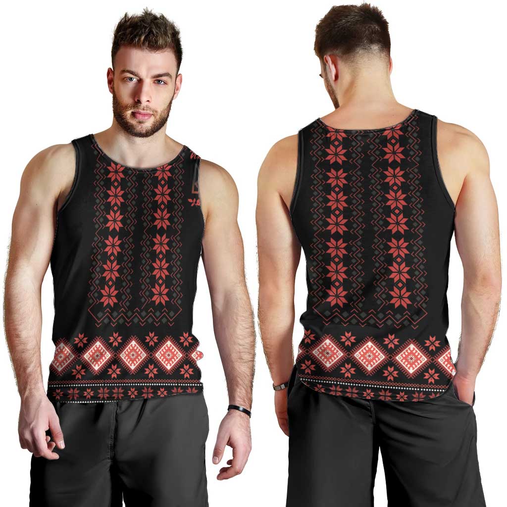 Red Ukraine Folk Patterns Men Tank Top - Wonder Print Shop