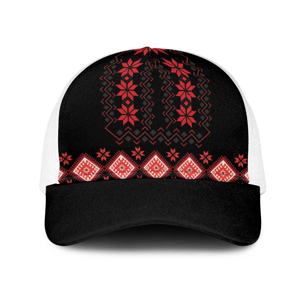 Red Ukraine Folk Patterns Mesh Trucker Cap