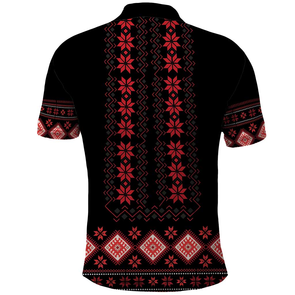 Red Ukraine Folk Patterns Polo Shirt - Wonder Print Shop