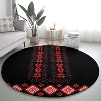 Red Ukraine Folk Patterns Round Carpet