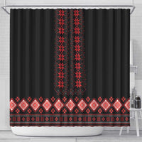 Red Ukraine Folk Patterns Shower Curtain