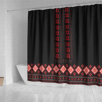 Red Ukraine Folk Patterns Shower Curtain